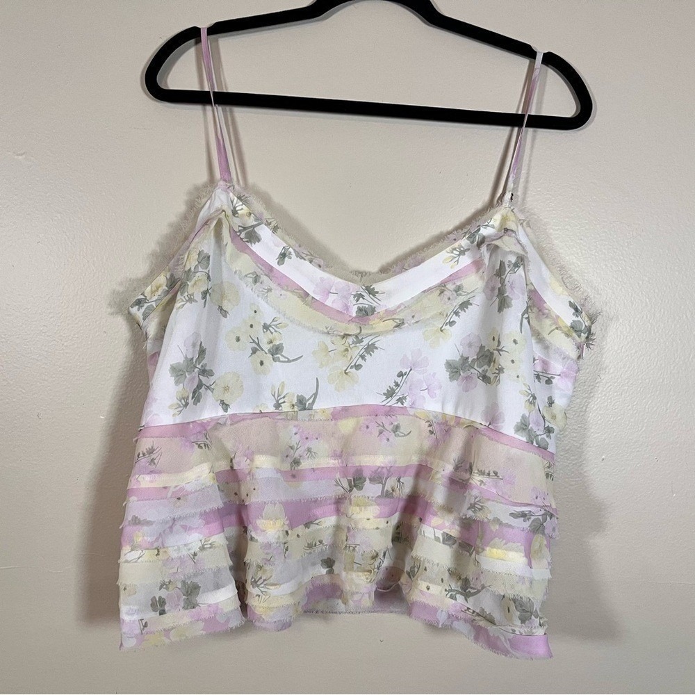 Arula Plus 1X Floral Ruffle Babydoll Tank Top Tiered Cottagecore Boho